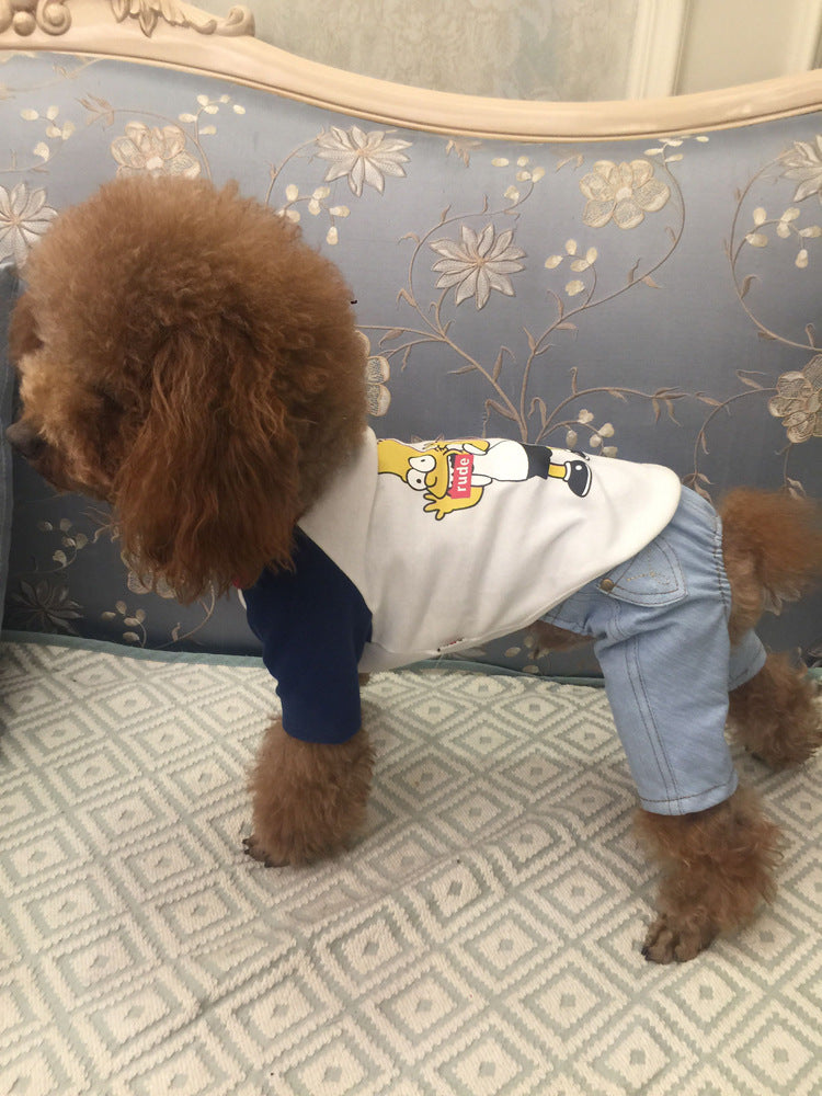 Dog Denim Overalls Spring And Autumn New All-match Overalls Pet Clothes Dog Pants