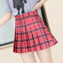 Half Length Skirt High Waist Plaid Short Skirt Female Pleated Skirt