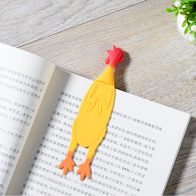 Creative Silicone Screaming Chicken Reading Bookmark