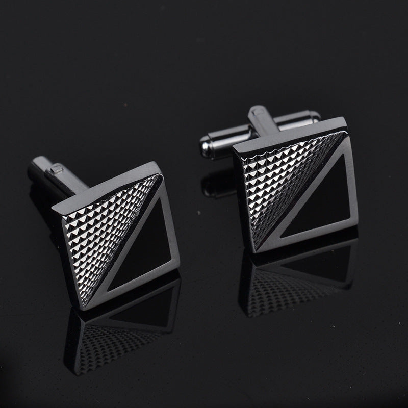 Simple And Fashionable Men's French Shirt Personality Twill Plaid Cufflinks