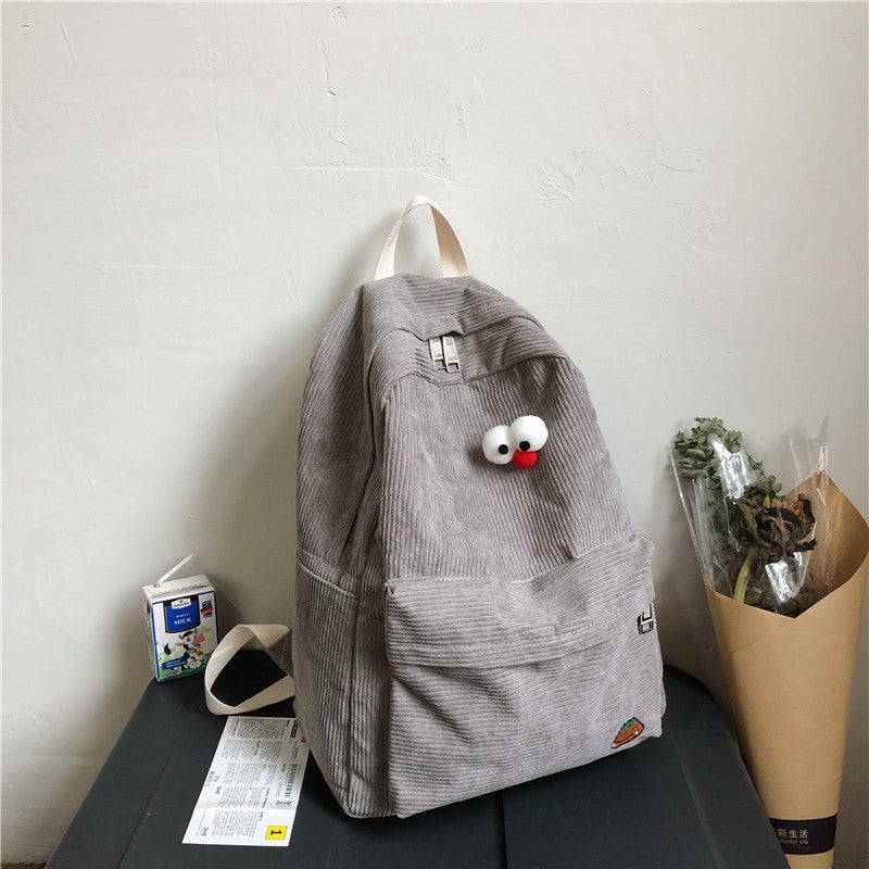 Fashionable Cute Simple Corduroy Backpack