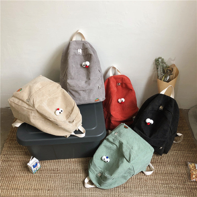 Fashionable Cute Simple Corduroy Backpack