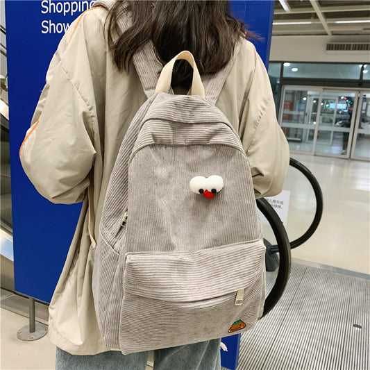 Fashionable Cute Simple Corduroy Backpack