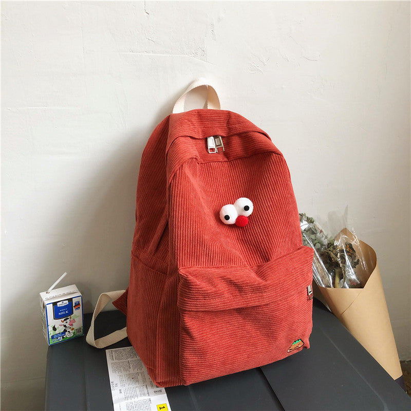 Fashionable Cute Simple Corduroy Backpack