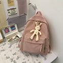 New Solid Color School Bag Female Korean Version Ins Junior High School Student Backpack