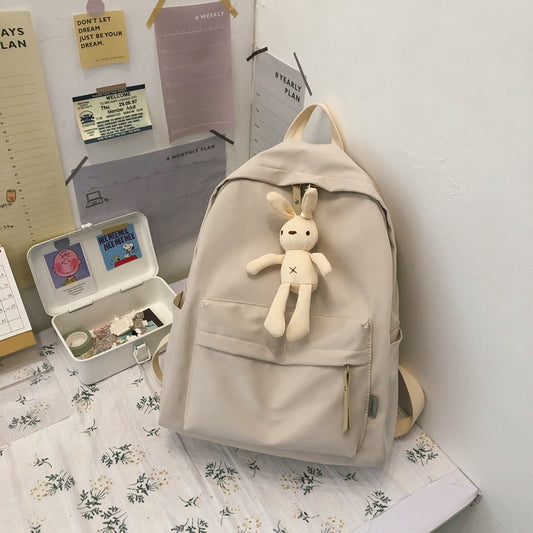 New Solid Color School Bag Female Korean Version Ins Junior High School Student Backpack