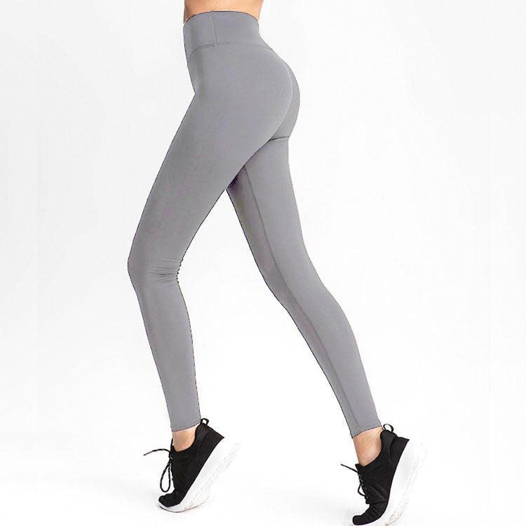 New European And American Solid Color Fashion High-waist Aports Fitness Yoga Pants