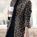 Trade Women'S Clothing Ebay Amazon New Long-Sleeved Stand-Collar Coat Printed Woolen Coat