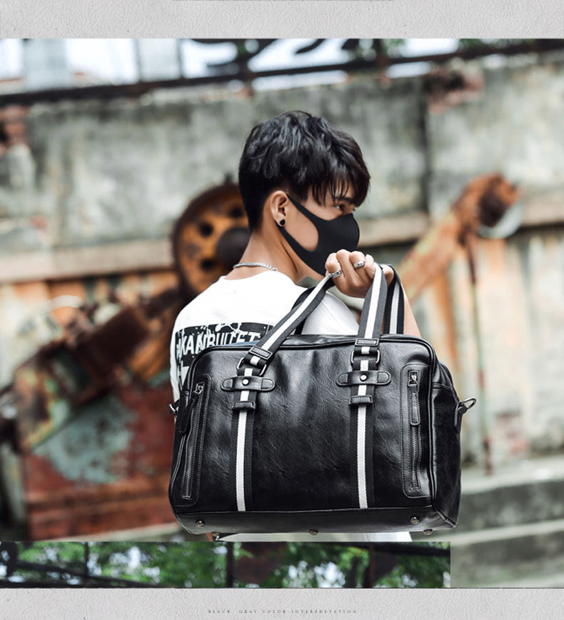 Retro Men's Portable Official Document Messenger Shoulder Bag Fashion Travel PU Leather