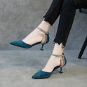 All-Match Baotou Word Buckle Roman Hollow Cat Heel Shoes