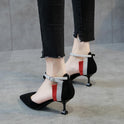 All-Match Baotou Word Buckle Roman Hollow Cat Heel Shoes