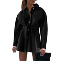 V-neck Button Lace Ladies Woolen Coat