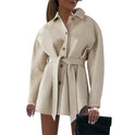 V-neck Button Lace Ladies Woolen Coat