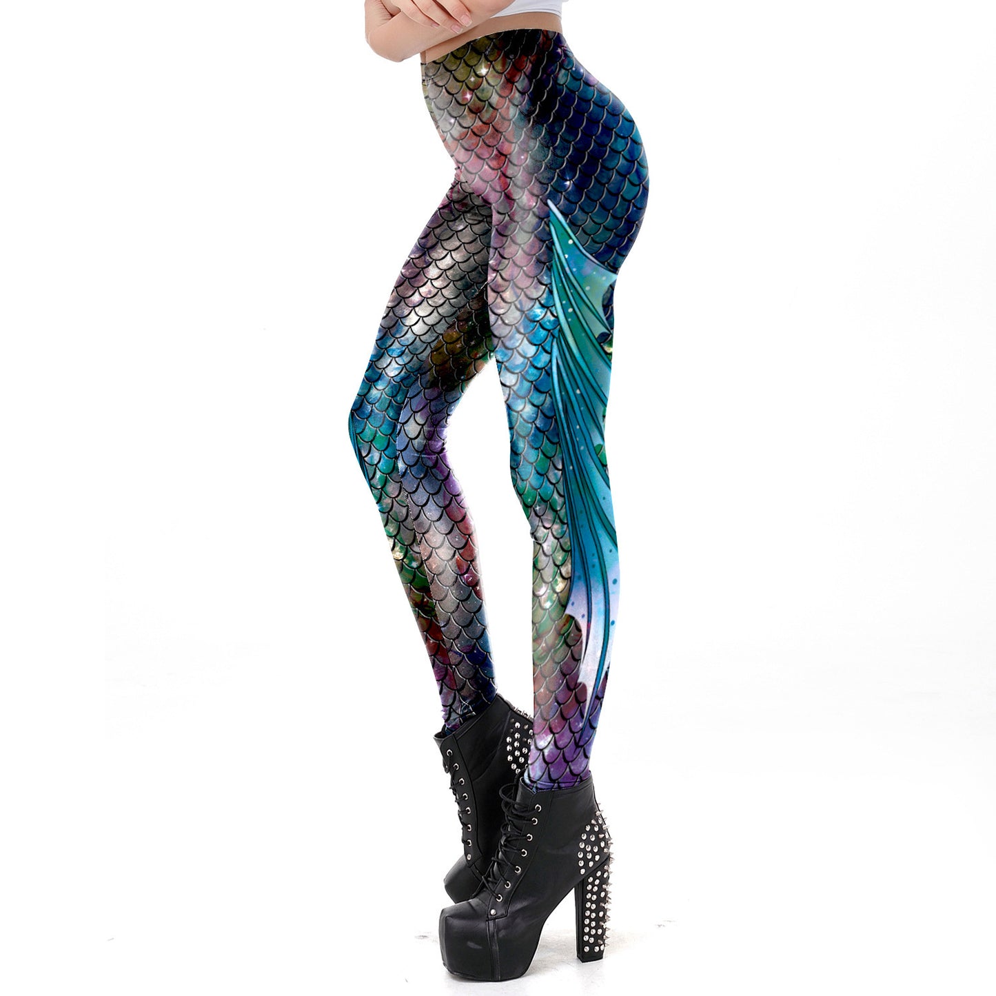 3D Mermaid Fish Scale Print Sports Women'S Leggings