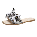 Casual Fashion Small Daisy Bow Woven Slippers Small Fresh One-word Sandals