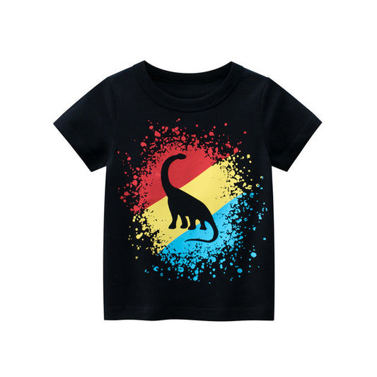 Cartoon Dinosaur Boy Short Sleeve T-Shirt