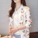 Short Jacket Women's Baseball Uniform Loose Jacket Printed Long-sleeved Chiffon Sunscreen