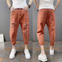 Summer New Style Men's Ripped Feet Jeans With Harem Pants