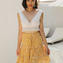 High-waisted Skirt With Floral Elements