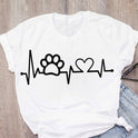 DOG MOM ECG Footprint Love Lady T-shirt Short Sleeve Top One Drop Delivery