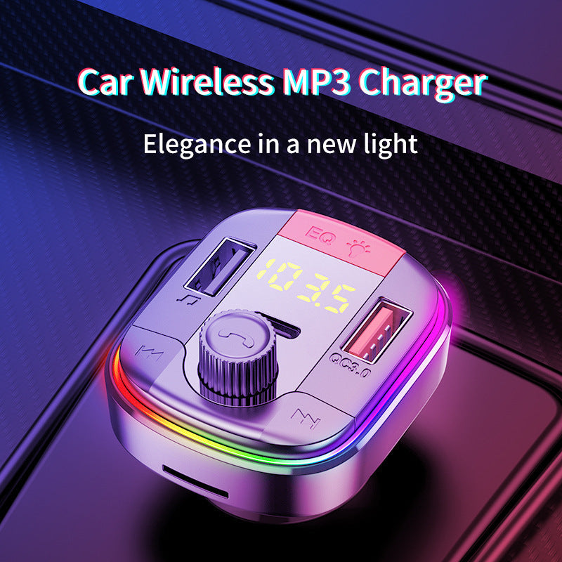 832 Car Mp3 Player Colorful Atmosphere Breathing Light Hands-Free Car Bluetooth Qc3.0 Car Charger