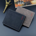 Men's Wallet Short Wallet Male Youth Fashion New Retro Frosted Large-Capacity Horizontal Soft Leather Wallet