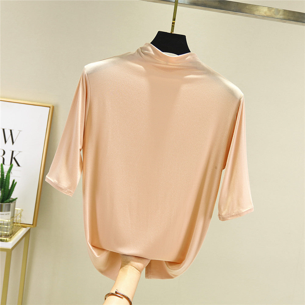 Plus Size Five-point Sleeve T-shirt Bottoming Shirt