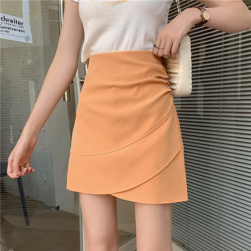 Summer Korean Version Of High-Waist Pleated Skirt, Anti-Empty Irregular Skirt, Short Skirt, Women's Small A-Line Skirt