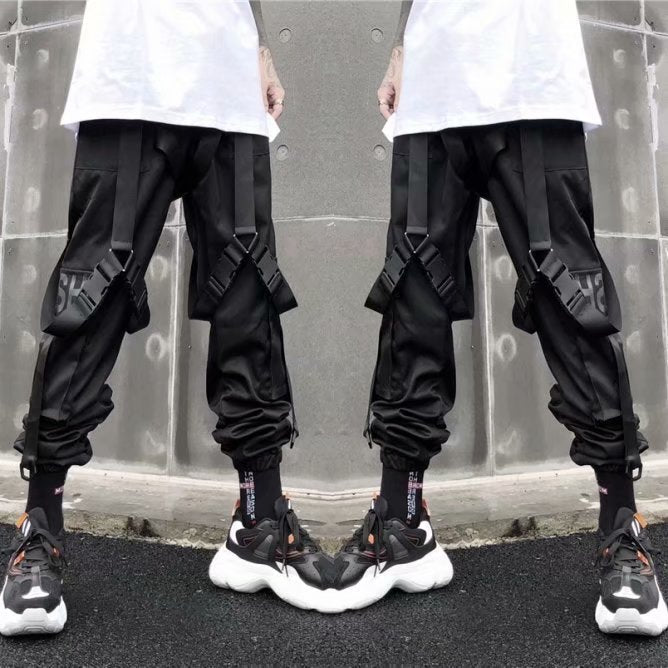 Functional Overalls Dark Functional Pants Paratrooper Pants Hip-Hop All-Match Casual Pants Men