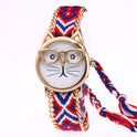 Diy Hand-Knitted Woolen Chain Ears Cat Face Glasses Watch New Ethnic Style Woven Ladies Bracelet Watch