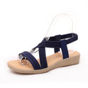 Women's Flat Fish Mouth Sandals Solid Color Elastic Band Roman Sandals