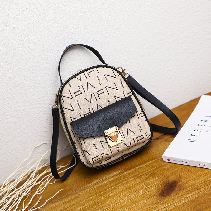 Female Bag Printing Small Backpack Double Shoulder Small Bag Bag Single Shoulder Diagonal Handbag