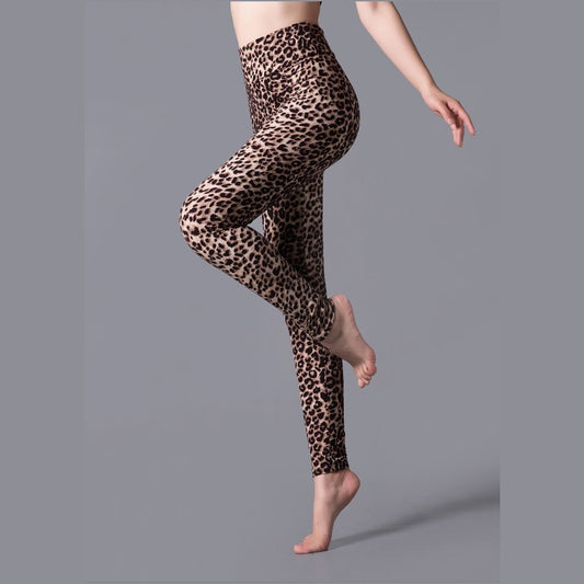 Spring And Autumn Big Stretch High Waist Leopard Print Outer Wear Leggings Sports Yoga Slim Fit Pants With Small Feet Fashionable Wide Waist