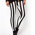 Black And White Vertical Stripes For Spring Leggings