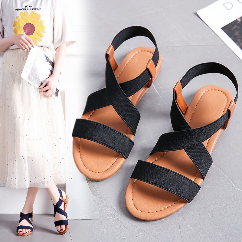 Cross Strap Open Toe Flat Roman Sandals