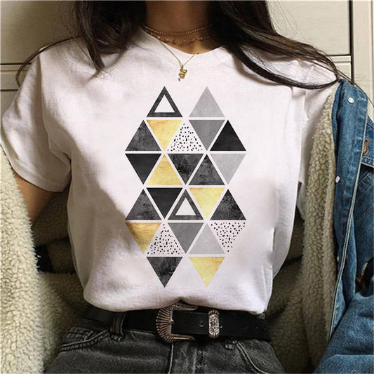 Fashion Simple Geometric Pattern Printed T-Shirt