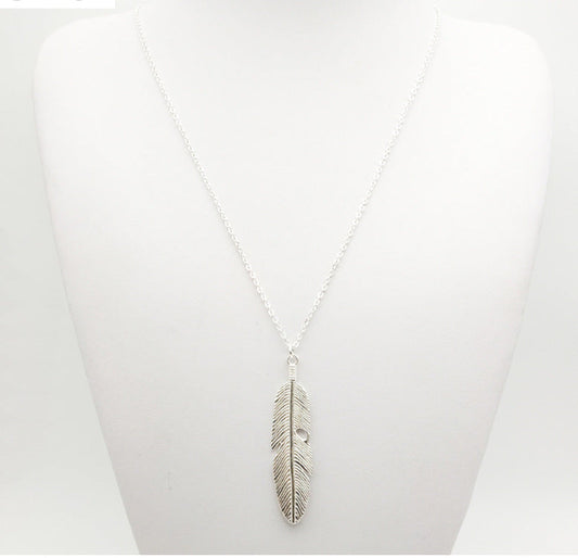 Boho Style Sweater Chain Long Feather Tassel Necklacer