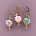 Ice Cream Keychain Cute Bag Cartoon Plush Pendant Cone Car Key Chain Ring Hair Ball Creative Gift