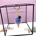 Ice Cream Keychain Cute Bag Cartoon Plush Pendant Cone Car Key Chain Ring Hair Ball Creative Gift