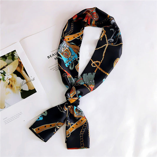 Women's Silk Scarf Long Spring And Autumn Double-sided Dual-use