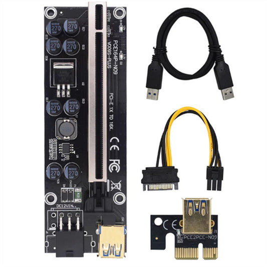 Riser Card 009s Plus PCI-E PCIE PCI Express X16 GPU 6in Adapter card USB 3.0 Cable 1X 16X Extender