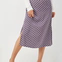 Slim-Fit Slit Satin Bread Hip Skirt High-Waist Mid-Length Zipper Polka-Dot Skirt