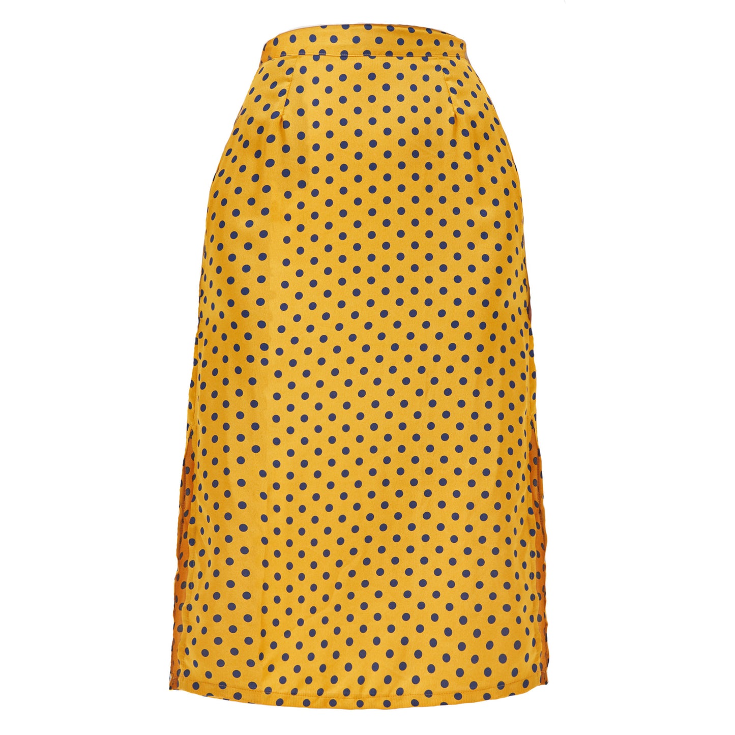 Slim-Fit Slit Satin Bread Hip Skirt High-Waist Mid-Length Zipper Polka-Dot Skirt