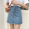 Small Black Denim Skirt Female Slim Short Skirt A-Line Ins High Waist Skirt Wrapped Hip Skirt