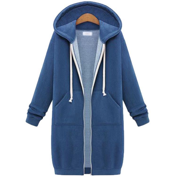 Hooded long-sleeved winter sweater women's jacket in a long thick shirt