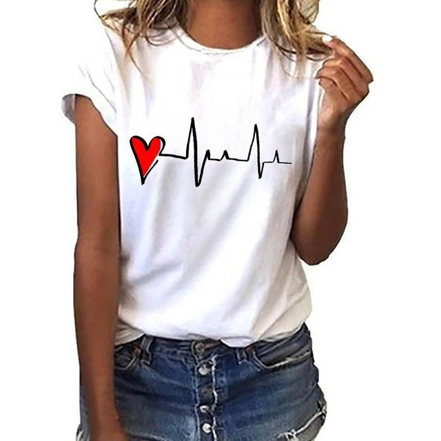 Ecg Love Lady Printing Retro Lady Basic Original T-Shirt Foreign Trade Manufacturers Sales