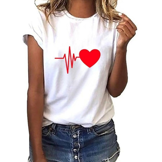 Ecg Love Lady Printing Retro Lady Basic Original T-Shirt Foreign Trade Manufacturers Sales