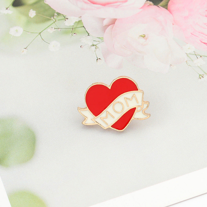 European And American Cartoon Mom Red Love Alloy Brooch Ins Mother'S Day Gift Dripping Pin Clothes Accessories Badge