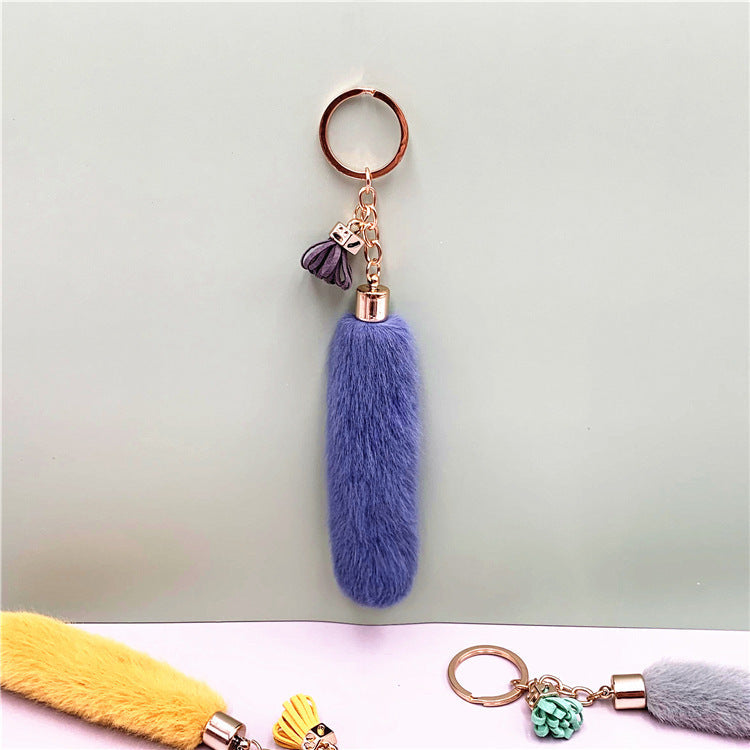 Faux Mink Fur Key Chain Bag Charms Pendant Tassel Fluffy Car Key Ring Accessories Wholesale