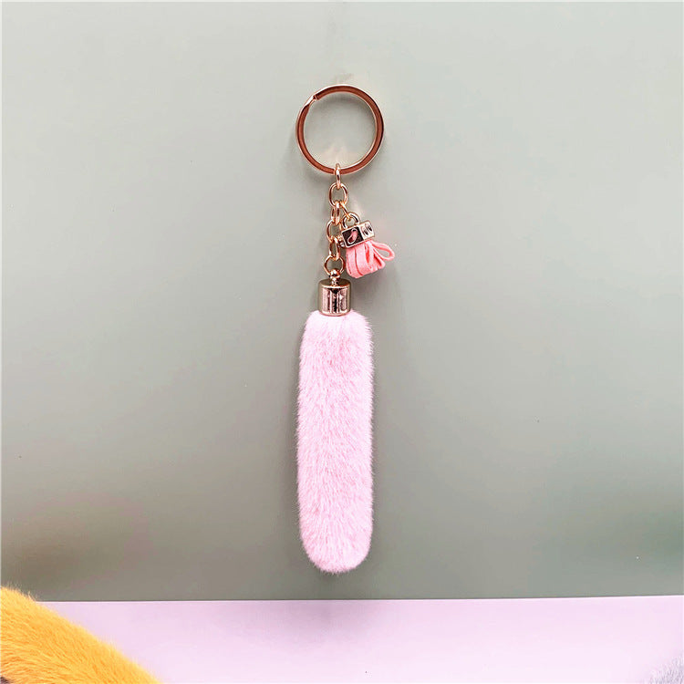 Faux Mink Fur Key Chain Bag Charms Pendant Tassel Fluffy Car Key Ring Accessories Wholesale